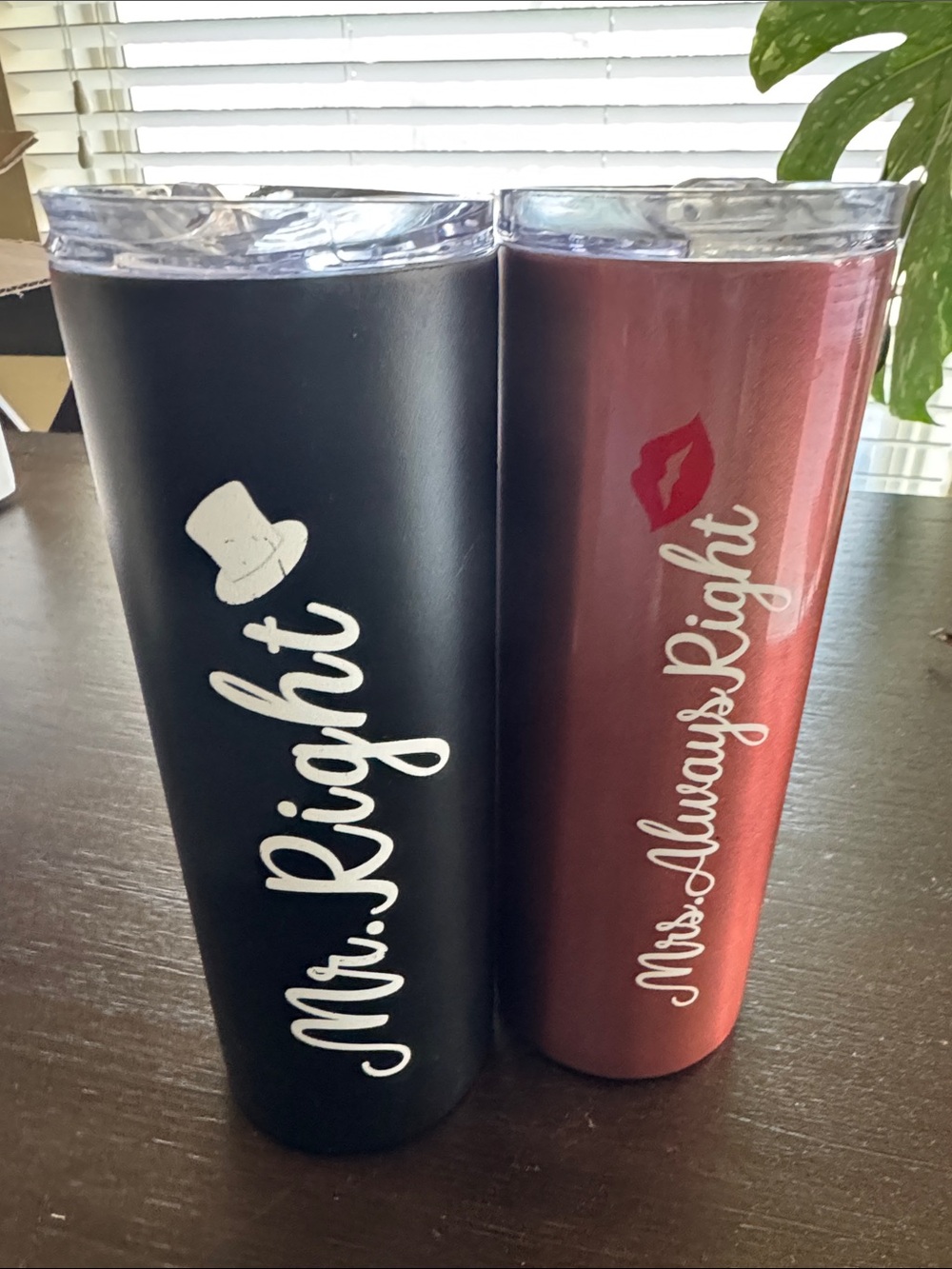Mr. Right & Mrs. Always Right Stainless Tumbler Set - Black and Red